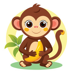 Obraz premium monkey with a bananna vector 