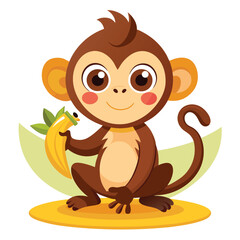Obraz premium monkey with a bananna vector 