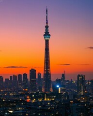 Obraz premium 夕景のスカイツリー
