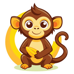 Obraz premium monkey with a bananna vector 