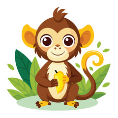monkey with a bananna vector 