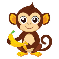monkey with a bananna vector 
