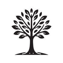 Tree silhouette black and white vector icon

