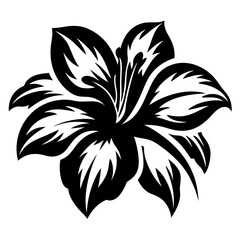 Black and White Stylized Lily Flower Graphic Design Illustration