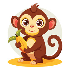 monkey with a bananna vector 