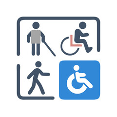 Disability Disabled Blind Icon Set – Accessibility, Impairment, and Assistive Symbols for Inclusive Design