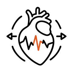 Human Heart Heartbeat Circulation Icon Set &ndash; Health, Medical, and Cardiovascular Symbols for Wellness and Care