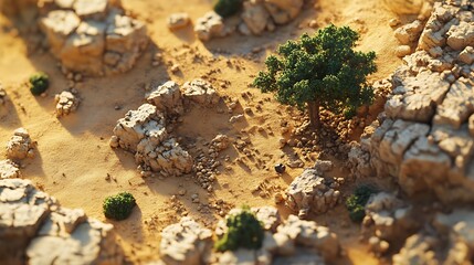 Desert canyon with lone tree