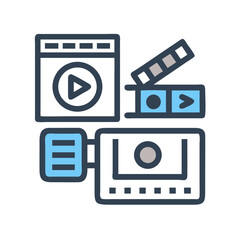 Video Film Player Icon Set – Media Playback, Streaming, and Cinematic Control Symbols for Digital Platforms