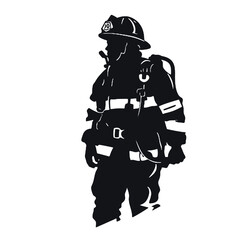 Silhouette de pompier isol&eacute;e - illustration vectorielle