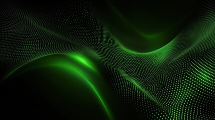 Abstract green wave particle background.