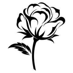 Elegant Black and White Stylized Rose Flower Design Illustration Graphic Art