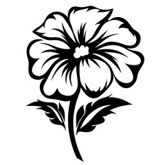 Elegant Black and White Floral Design Simple Flower Illustration Botanical Art Graphic
