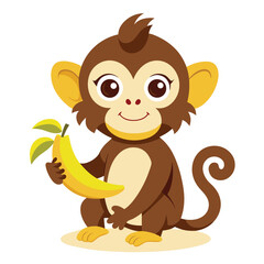 monkey with a bananna vector 