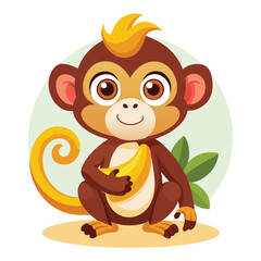 monkey with a bananna vector 