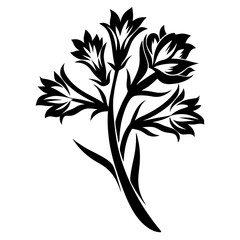 Elegant Black and White Stylized Floral Bouquet Illustration Design Graphic Art