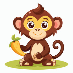 monkey with a bananna vector 