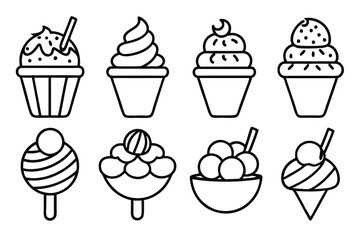  gelato line art frozen delight colorful creamy dessert art.