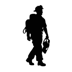 Silhouette of a firefighter