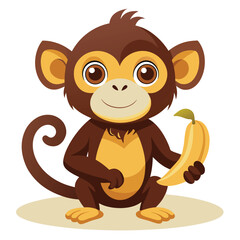 Obraz premium monkey with a bananna vector 