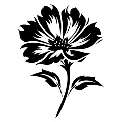 Elegant Black and White Floral Design Graphic Artistic Flower Illustration