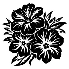 Bold Black and White Floral Bouquet Illustration Graphic Design