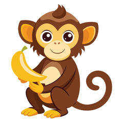 monkey with a bananna vector 