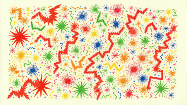 Colorful Starburst and Zigzag Pattern