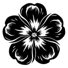 Black and White Stylized Flower Illustration Graphic Design Element