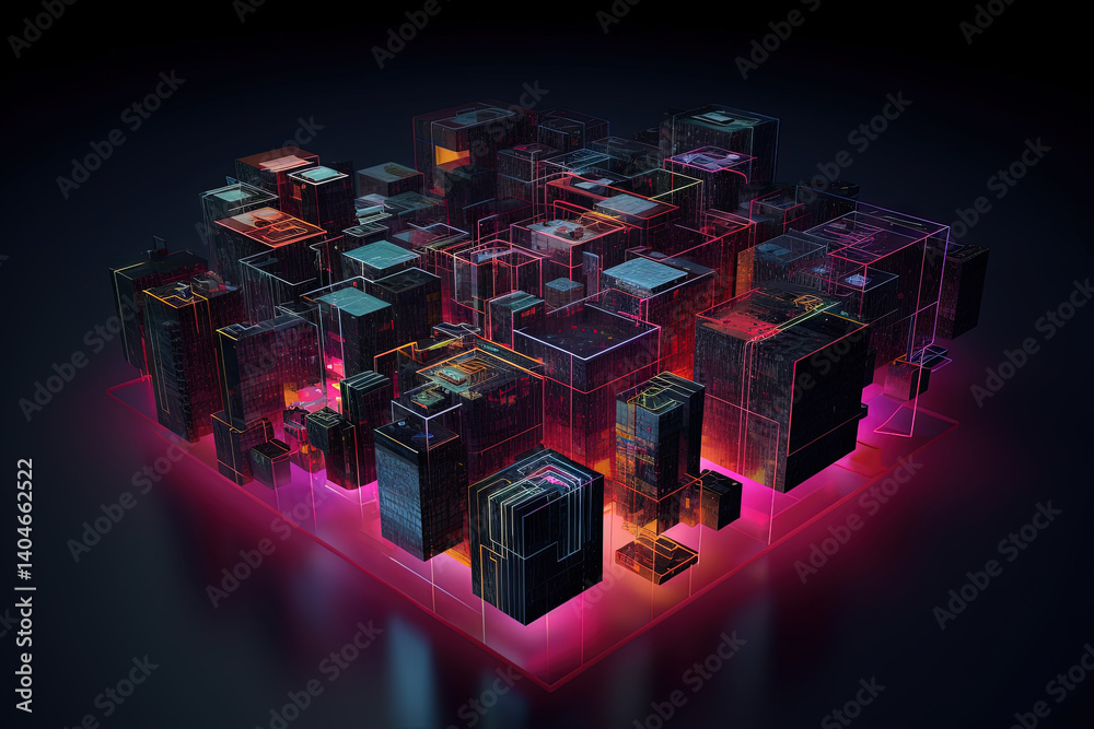 Poster 3D business graph with organized bars and information blocks. Abstract infographic element. Business growth and development to success concepts