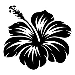 A Stunning Black and White Stylized Hibiscus Flower Graphic Design Illustration © PixelArtBox