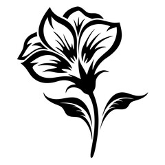 Elegant Black and White Floral Design Stylized Flower Illustration Botanical Art Graphic Design Element