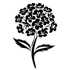 Elegant Black and White Floral Illustration of a Flower Bouquet with Intricate Petals and Leaves
