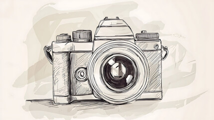 A camera with a black lens and a white handle. Generated using AI.