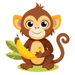 Fototapeta premium monkey with a bananna vector 