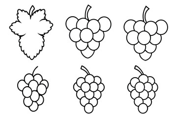 grape line art clean outline of fresh fruit design