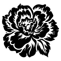 A Stunning Black and White Stylized Rose Blossom Illustration Graphic Design