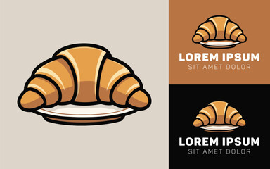 Golden Croissant Icon Logo with Simple Design

