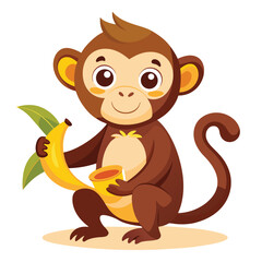 monkey with a bananna vector 