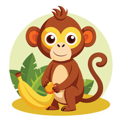 monkey with a bananna vector 