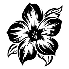 Black and White Floral Illustration Strikingly Detailed Flower Design Botanical Artwork Elegant Monochrome Bloom Graphic Art Print