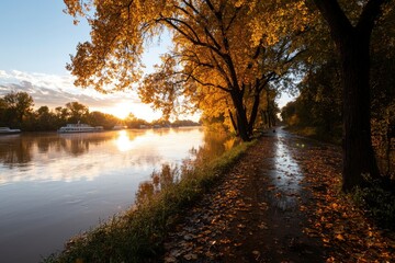 Autumn morning by the river