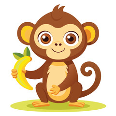 Fototapeta premium monkey with a bananna vector 