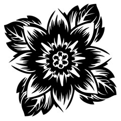 Bold Black and White Floral Illustration Artistic Flower Design Graphic Element