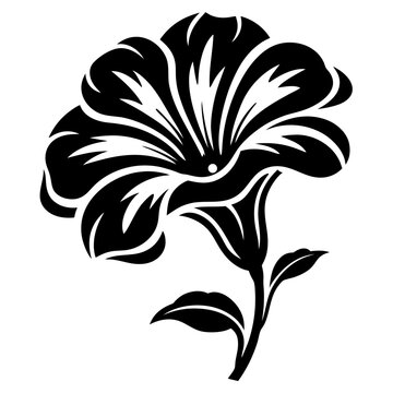 recommend clip art: Elegant Black and White Floral Design Petunia Flower Illustration Botanical Artwork