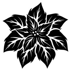 A Black and White Stylized Poinsettia Floral Design Illustration