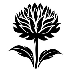 Elegant Black and White Stylized Flower Illustration Botanical Design Graphic Floral Art Print