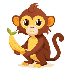 monkey with a bananna vector 