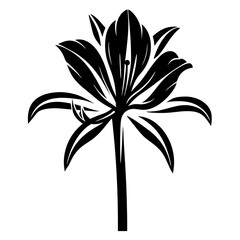 Black and White Stylized Flower Illustration Botanical Line Art Graphic Design Element