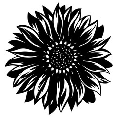 Black and White Sunflower Illustration Artistic Floral Design Botanical Artwork
